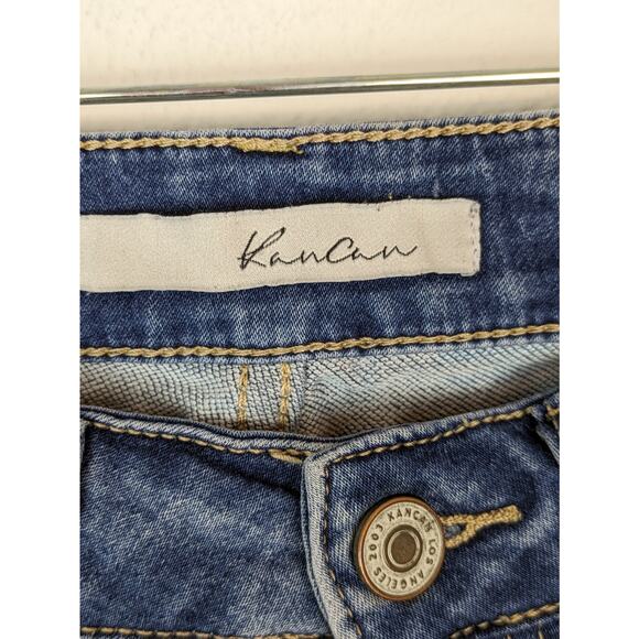 Kancan Denim Jeans High Waisted Ankle Skinny Distressed Boho Blue Size 27 - Picture 8 of 12